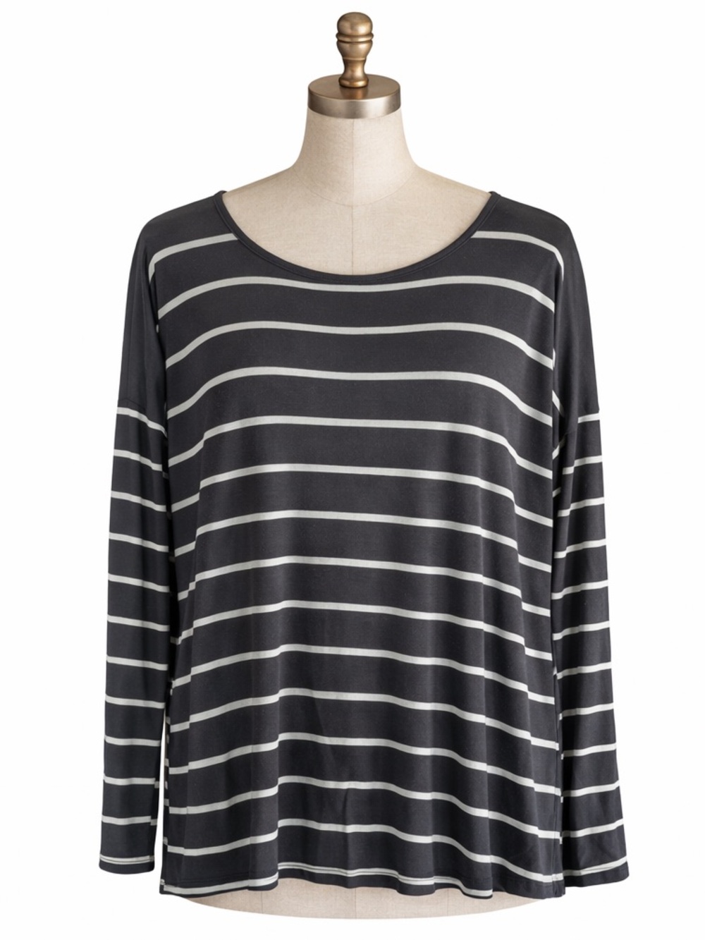 Cynthia Rowley Gray and White Long Sleeve Top- L